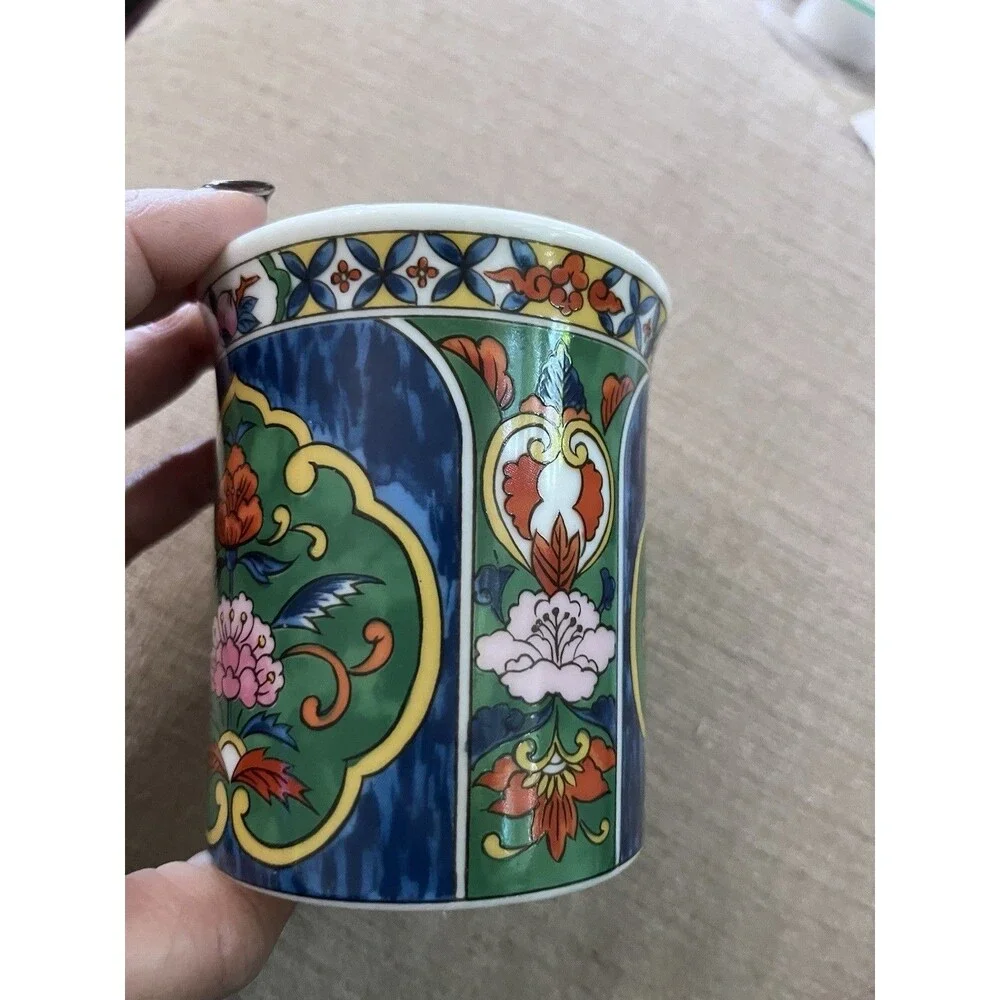 Pier 1 Imports Mug Coffee Tea Floral Blue Green Replacement Japan